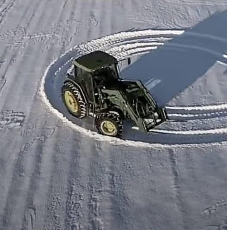 Farm Creates Stunning Tractor Snow Art, Spreading Holiday Cheer