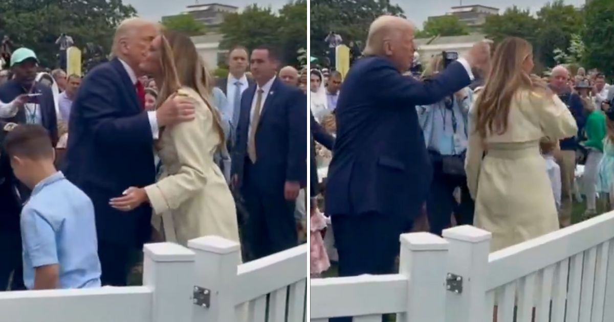 A true gentleman! — Trump Kisses Melania, Points Proudly as Crowd Cheers at Easter Egg Roll – Video