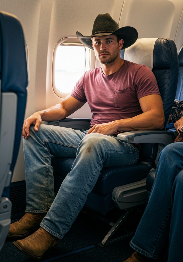 THE RIPPED MAN IN THE COWBOY HAT WOULDN’T STOP STARING AT ME ON THE PLANE