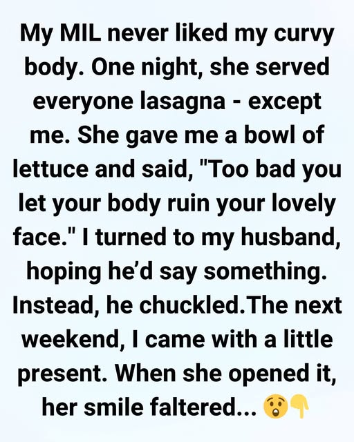 My Mother-in-Law Served Me Salad While Everyone Ate Lasagna—So I Gave Her a Gift She’ll Never Forget My Mother-in-Law Served Me Salad While Everyone Ate Lasagna—So I Gave Her a Gift She’ll Never Forget