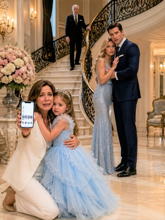My husband’s mistress sla//pped my 5-year-old daughter 10 times in a row while he just stood by and watched coldly. Hours later at a billionaires’ gala, the entire room froze when my crying daughter hugged the wealthiest tycoon and screamed, “Grandpa… she is the one who h;;it me!”