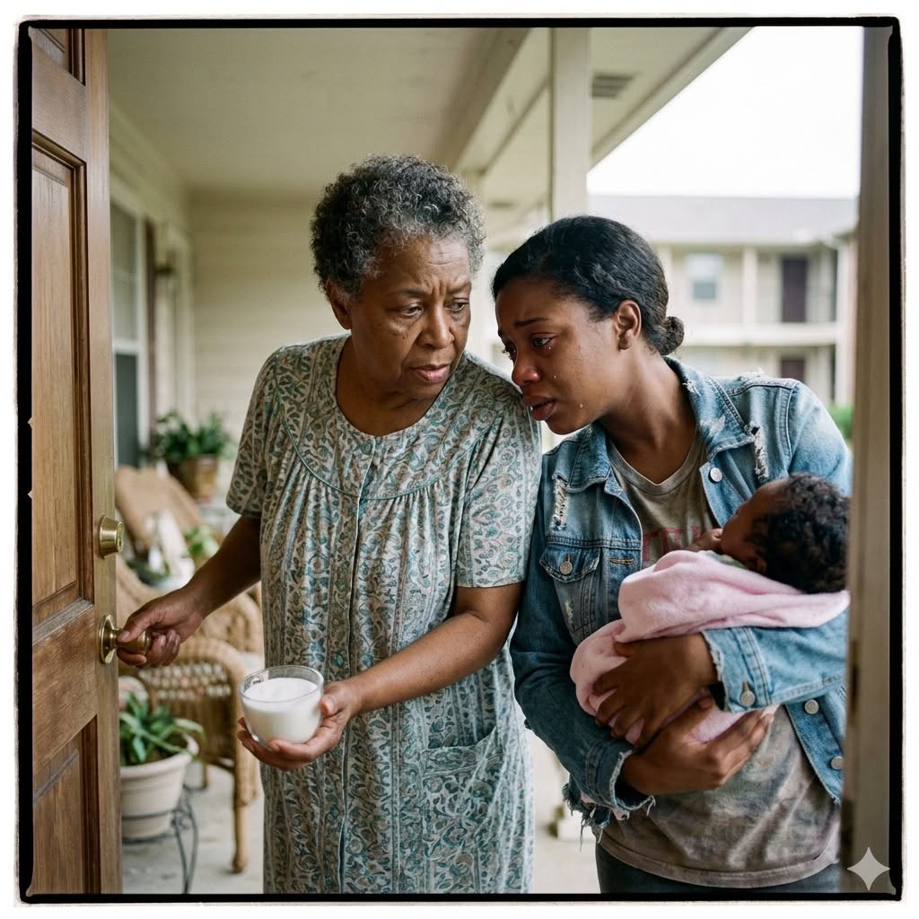 My neighbor used to come over every day to ask for sugar with her baby in her arms