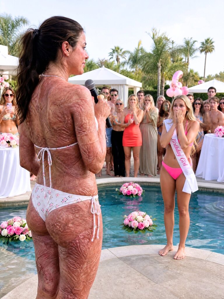 My twin sister forced me to wear a bikini at our eighteenth birthday party and laughed, “Go ahead… show everyone what you’ve been hiding beneath that robe.”