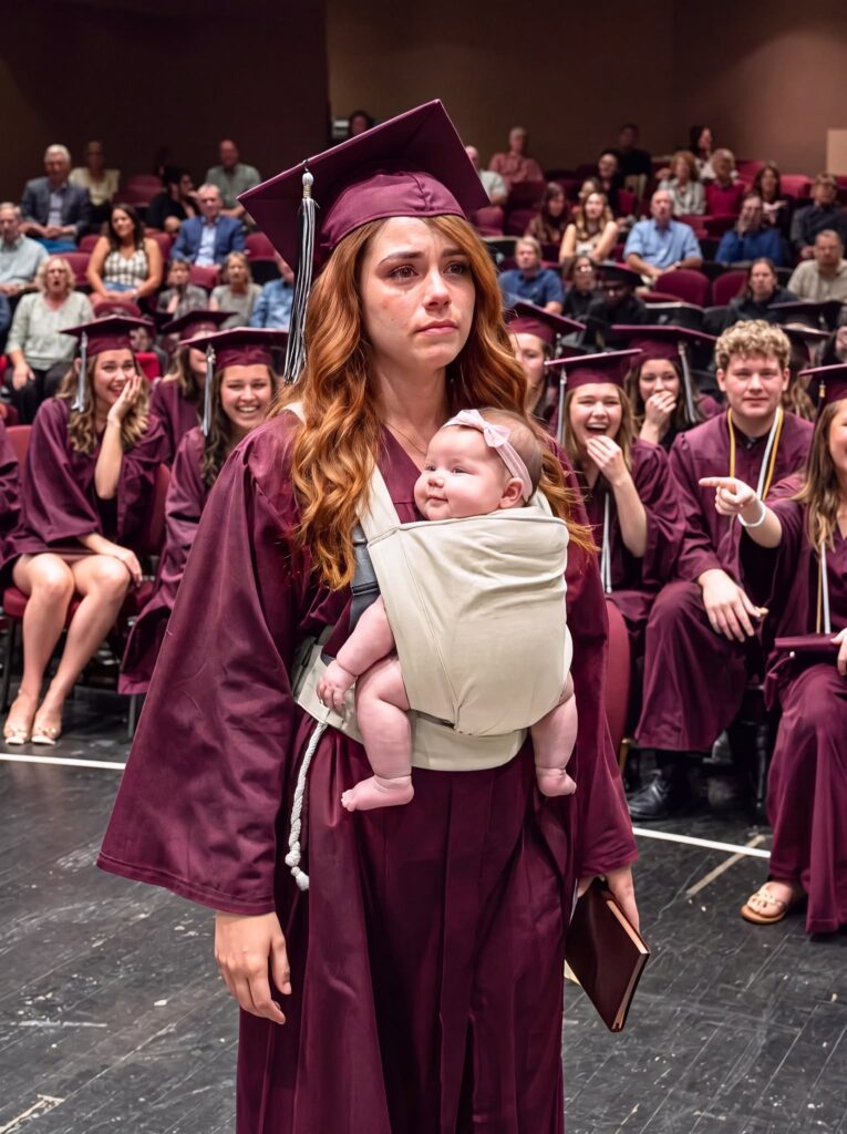 The moment I crossed the graduation stage with a newborn cradled in my arms, the audience erupted in laughter…