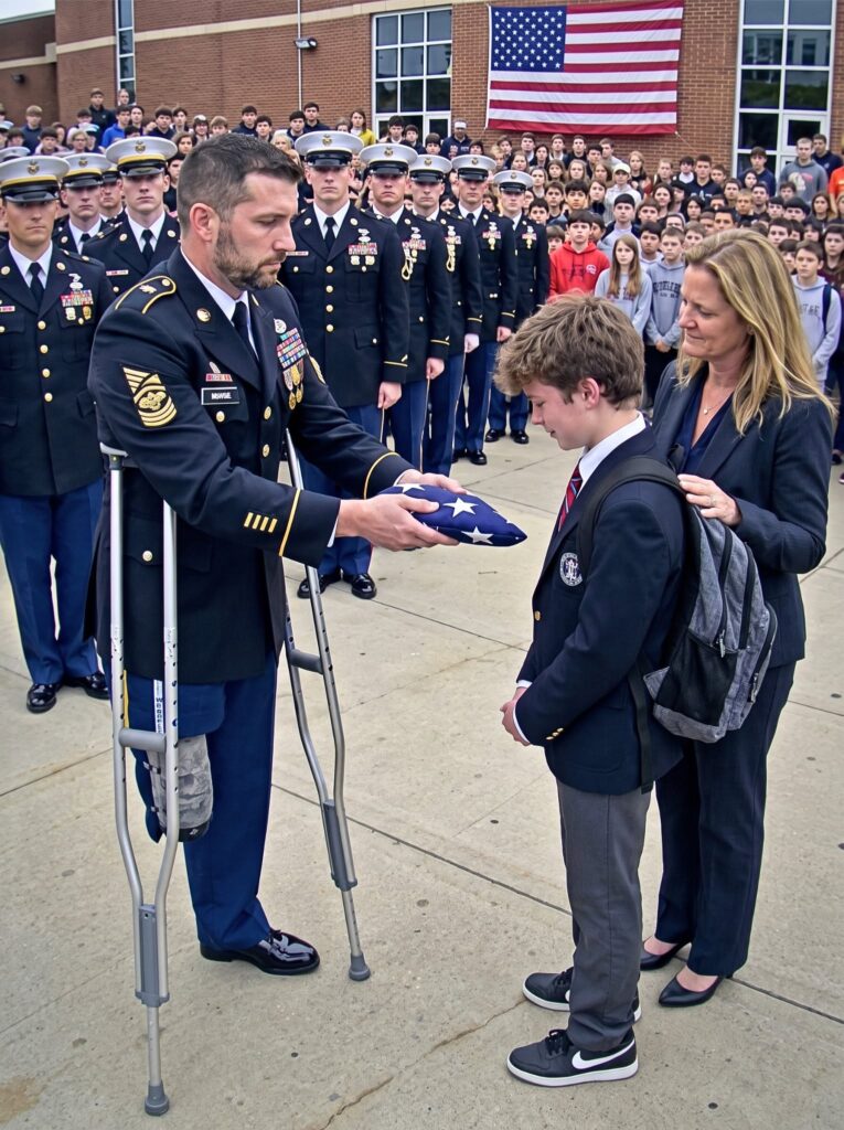 A young boy gave up his flight for an injured soldier. The following morning,….