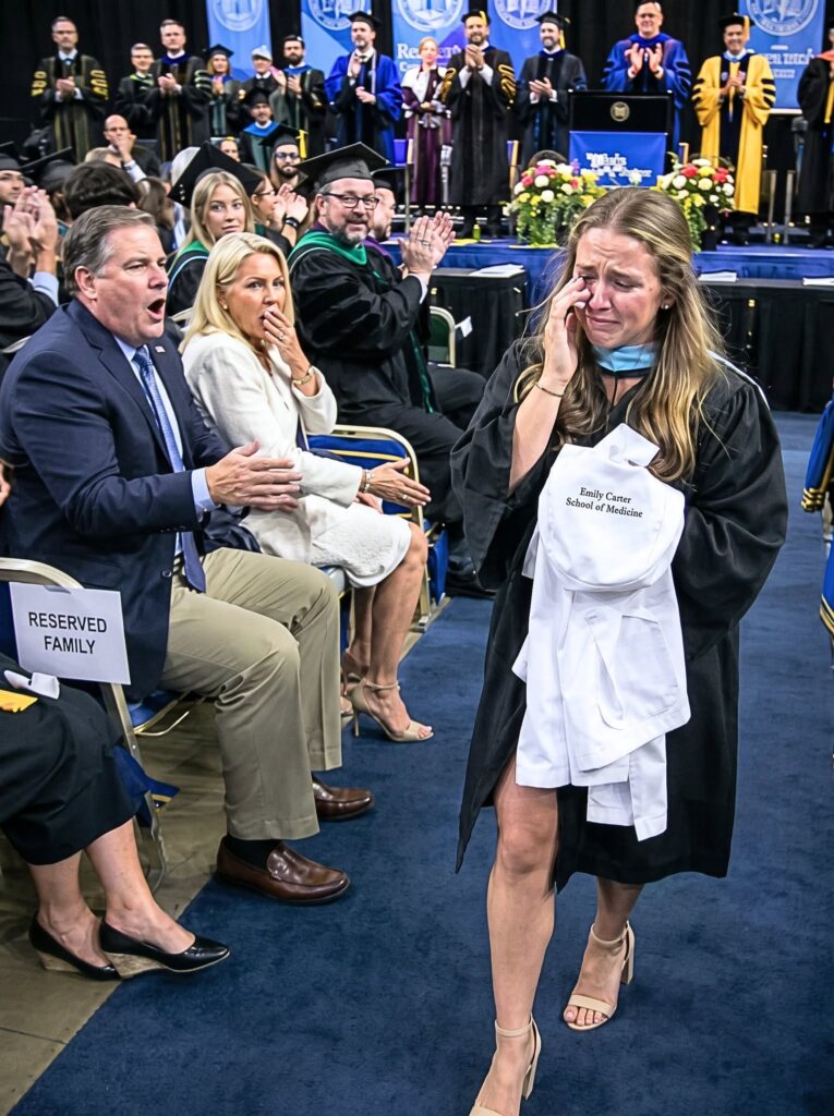 At my graduation, the parents who abandoned me while I was fighting cancer appeared in the reserved seats as if they deserved to share in my achievement. They whispered that I “owed them this moment,” but when the dean announced the valedictorian and read the same name stitched onto my white coat, their faces changed before I had even stepped onto the stage.